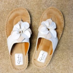 Clarks Artisan White Leather Sandals, Size 7M